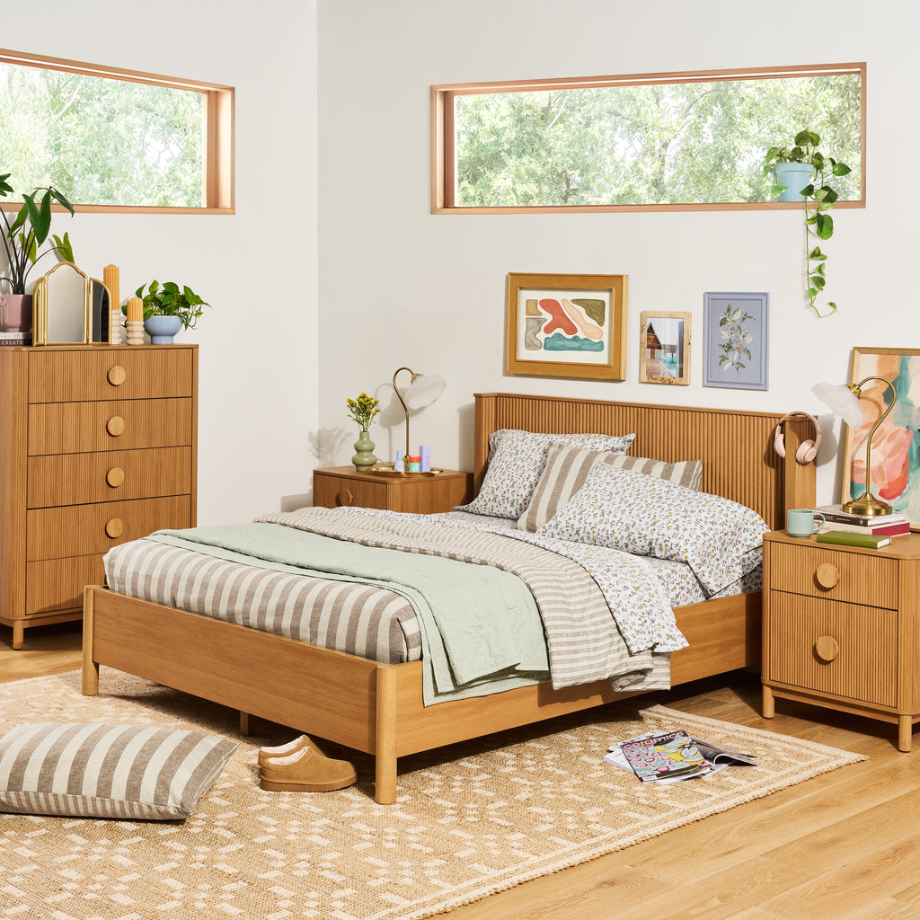 Beautiful 100% Cotton Striped 3-Piece Natural Comforter Set, Full/Queen by Drew Barrymore - Image 5
