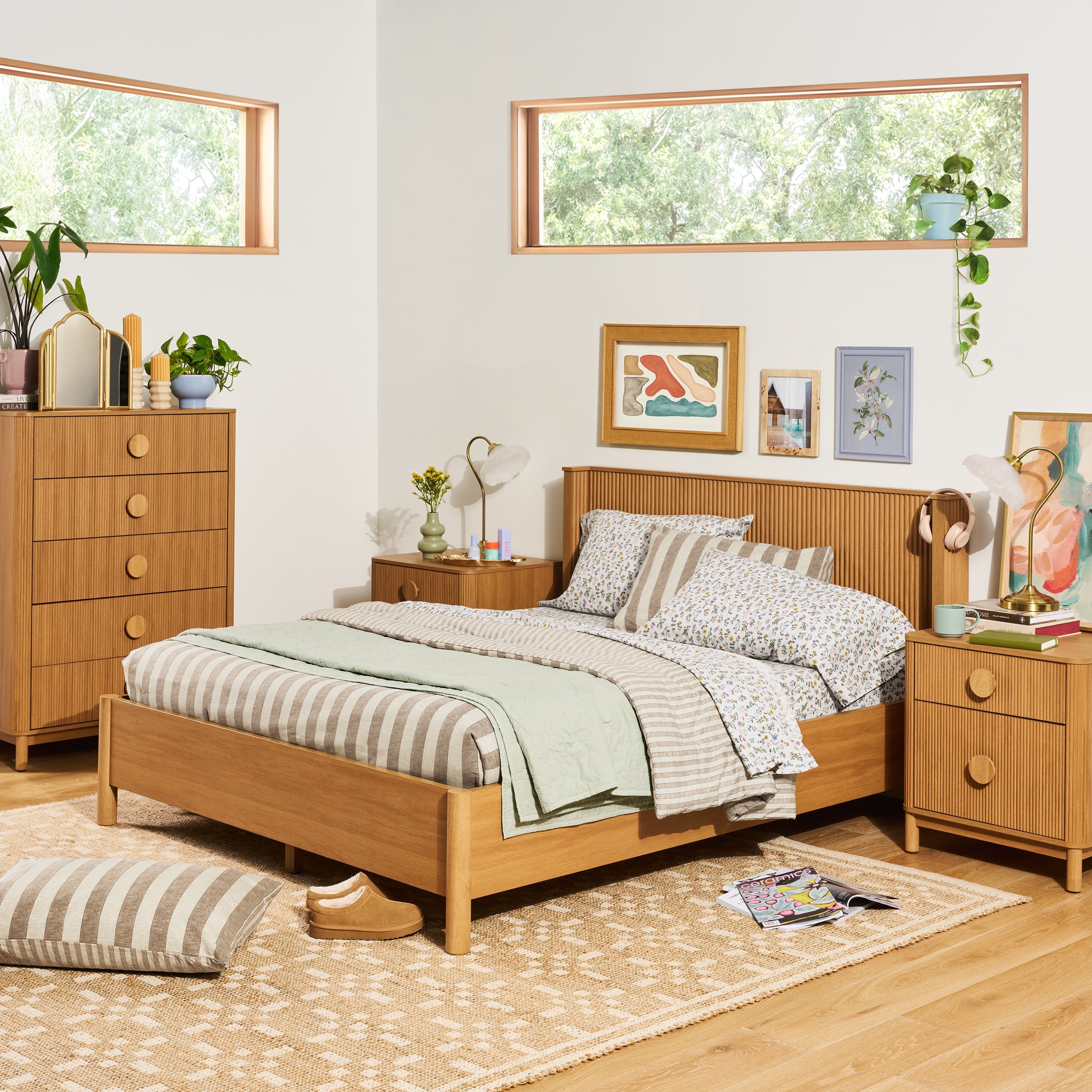 Beautiful 100% Cotton Striped 3-Piece Natural Comforter Set, Full/Queen by Drew Barrymore - Image 5