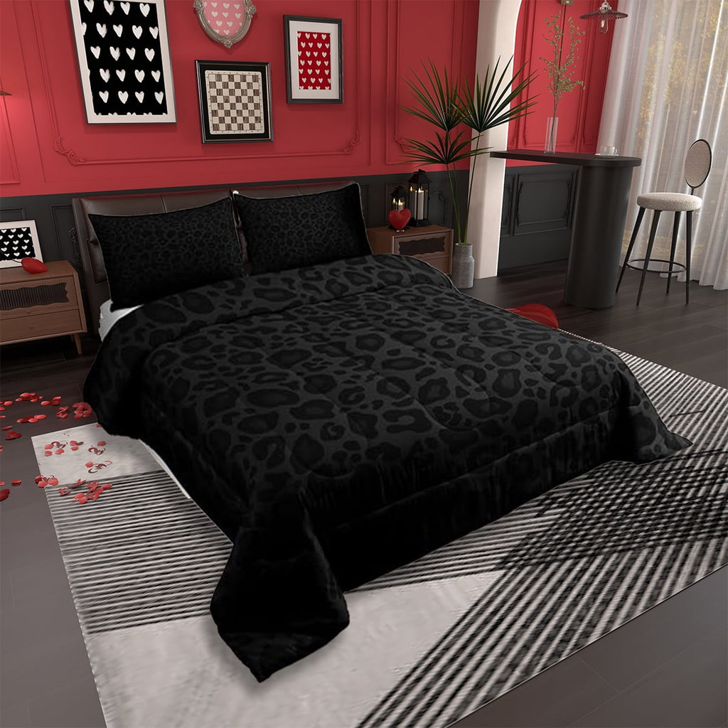 Leopard Print Comforter Set Full Size,Abstract Cheetah Texture Bedding Set,Women Room Decor,Rustic Farmhouse Retro Do... - Image 2
