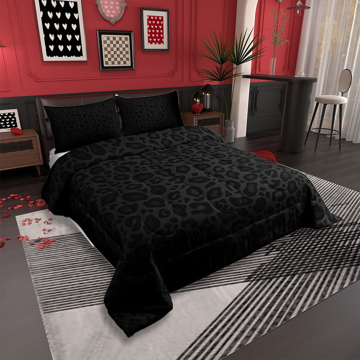 Leopard Print Comforter Set Full Size,Abstract Cheetah Texture Bedding Set,Women Room Decor,Rustic Farmhouse Retro Do... - Image 2