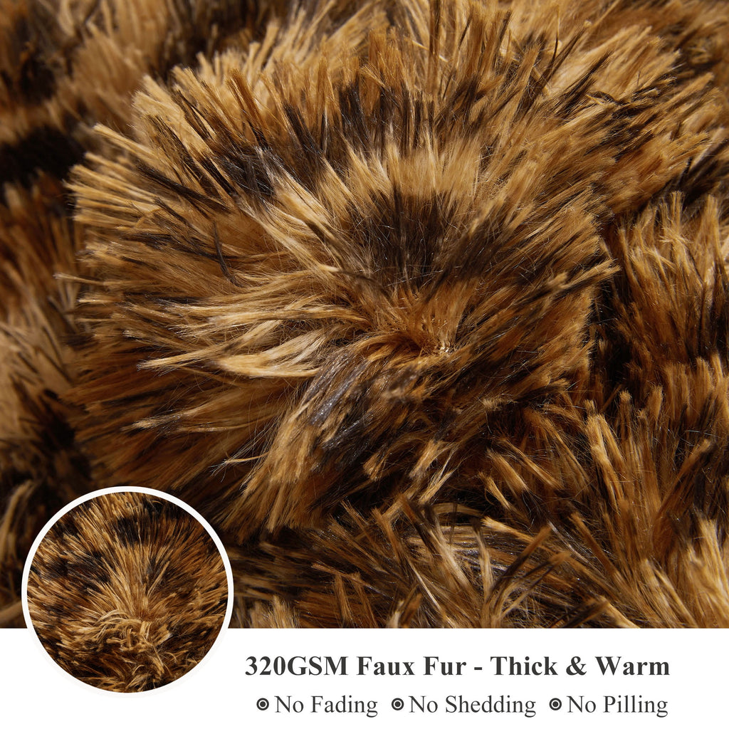 XeGe Luxury Faux Fur Leopard Print Throw, Soft 50x60 Cheetah Print Fluffy Blanket, Shaggy Plush Decorative Couch Throw, Cute Furry Fuzzy Ani - Image 5