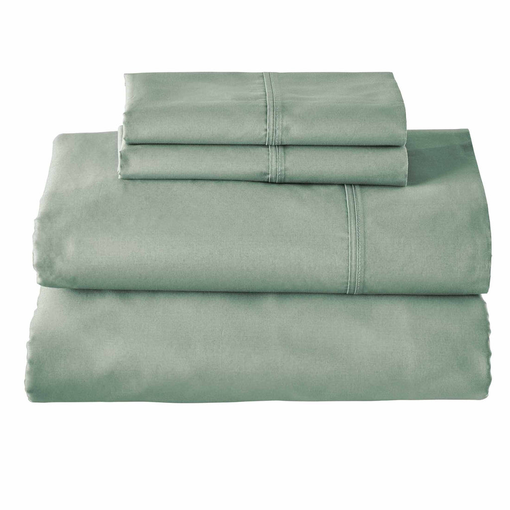 Better Homes & Gardens Cool & Crisp 4-Piece 300 Thread Count Green River Cotton Percale Sheet Set, Queen - Image 6