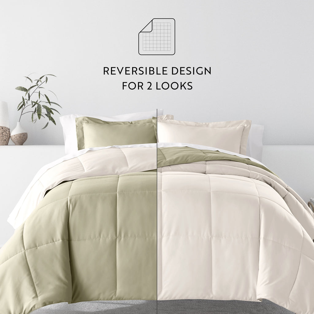 5 Piece Bedding Bundle, Reversible Comforter and Patterned Sheet Set, Twin - Image 2