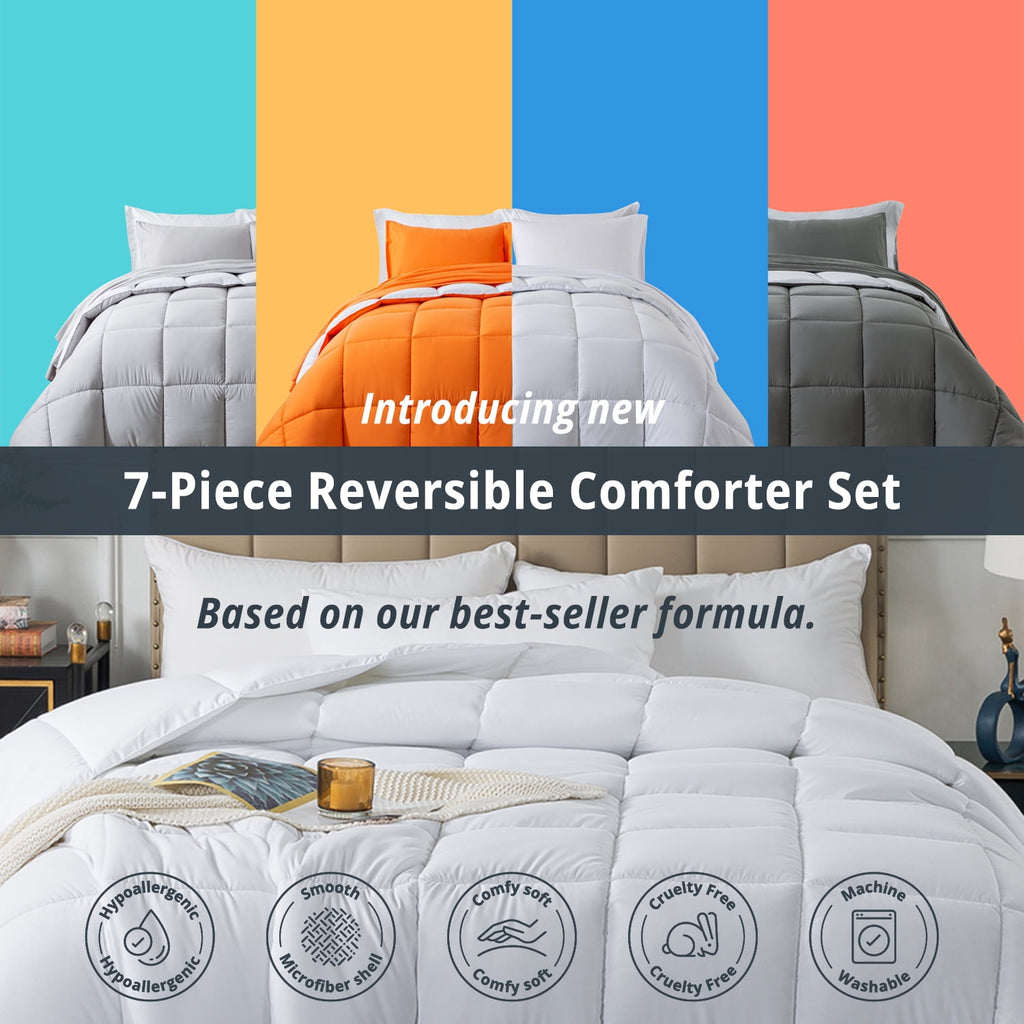 Queen Size 7 Piece Comforter Set | Bed in a Bag for Unisex Adult | Black/Gray - Image 4
