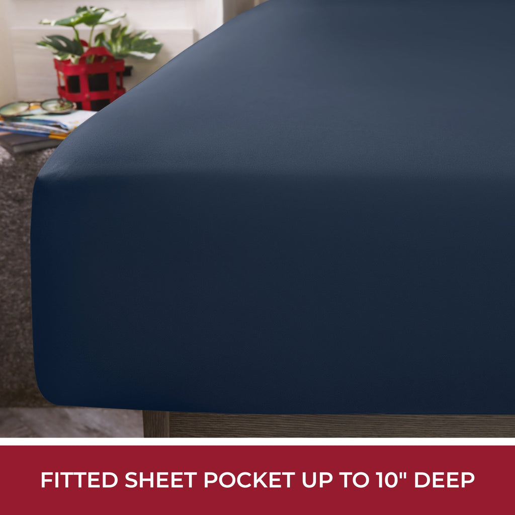 RV Sheets Queen Size Bed Set, Microfiber RV Bunk Bed Sheets, Short Queen, Navy Blue - Image 4
