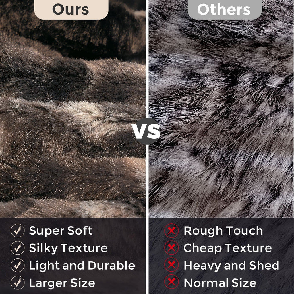 MOOFUN Faux Rabbit Fur Throw Blanket- 50x60 inches, Soft Fluffy Cozy Warm Fuzzy Machine Washable, Durable Blanket for Couch and Bed - Brown - Image 5