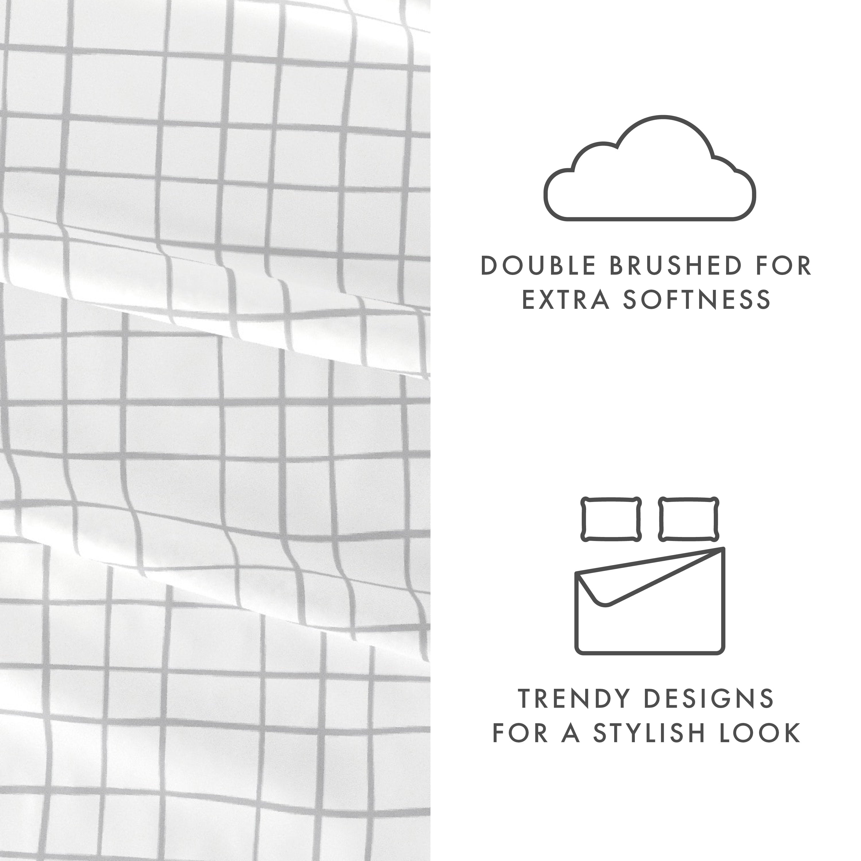 4 Piece Pattern Microfiber Bed Sheets Set, Light Gray Crossroad, Twin - Image 4
