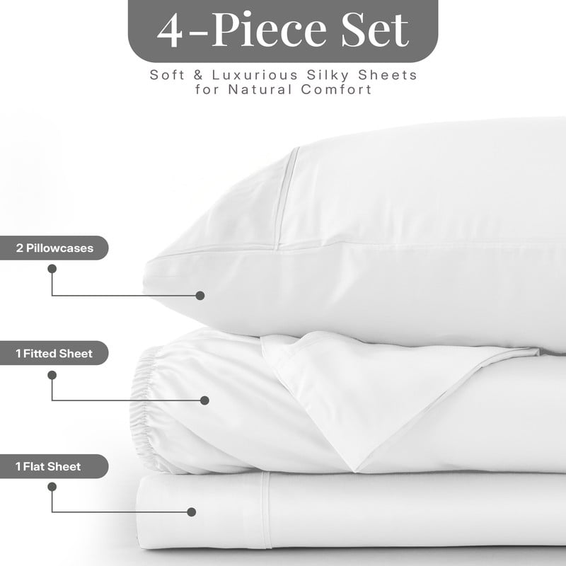 Lux Decor 100% Organic Viscose - 4 Piece Ultra-Soft Luxury Cooling Bed Sheets, 16" Deep Pocket, Breathable & Hypoalle... - Image 4