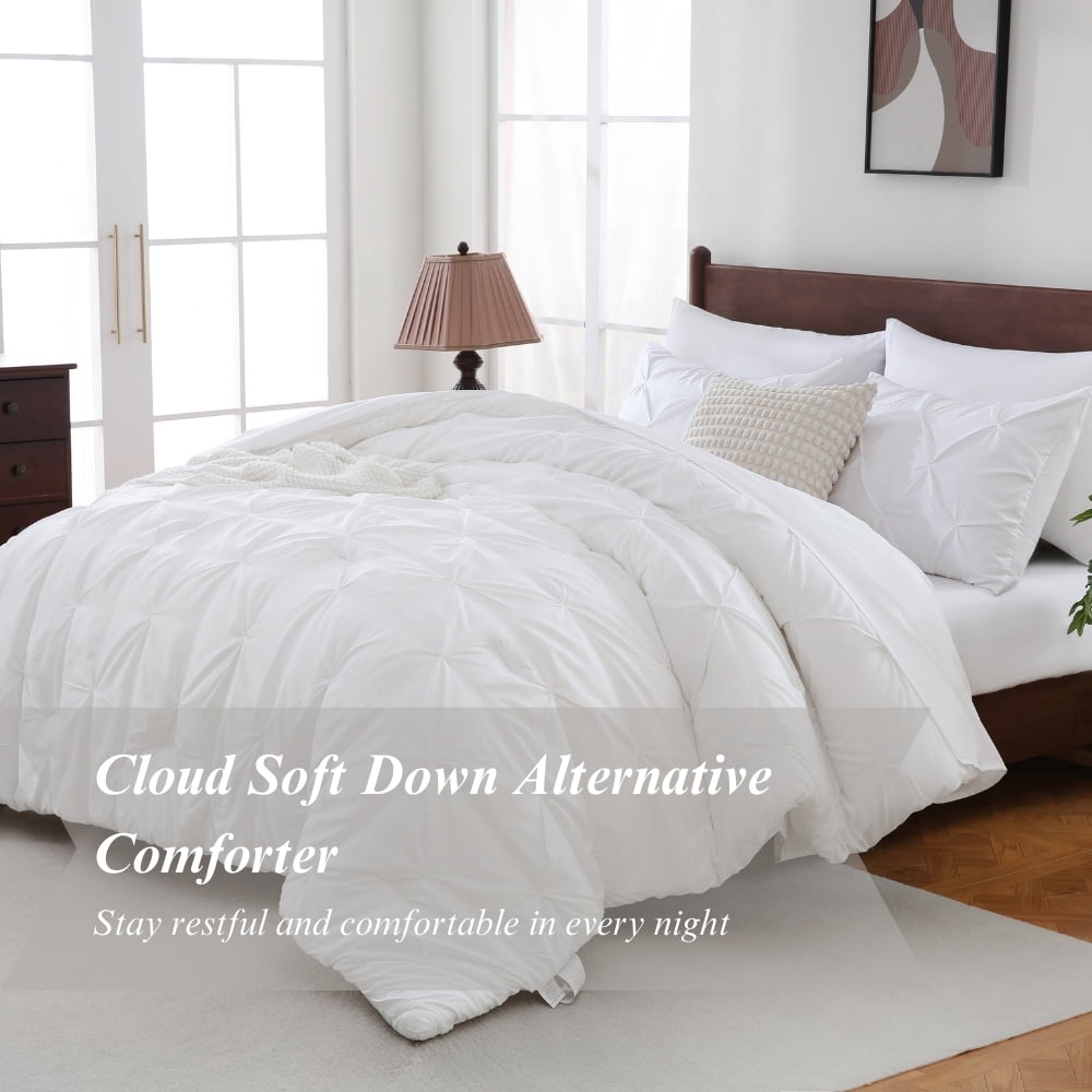 7 Pieces Pinch-Pleated Comforter Set, White Queen Size - Image 2