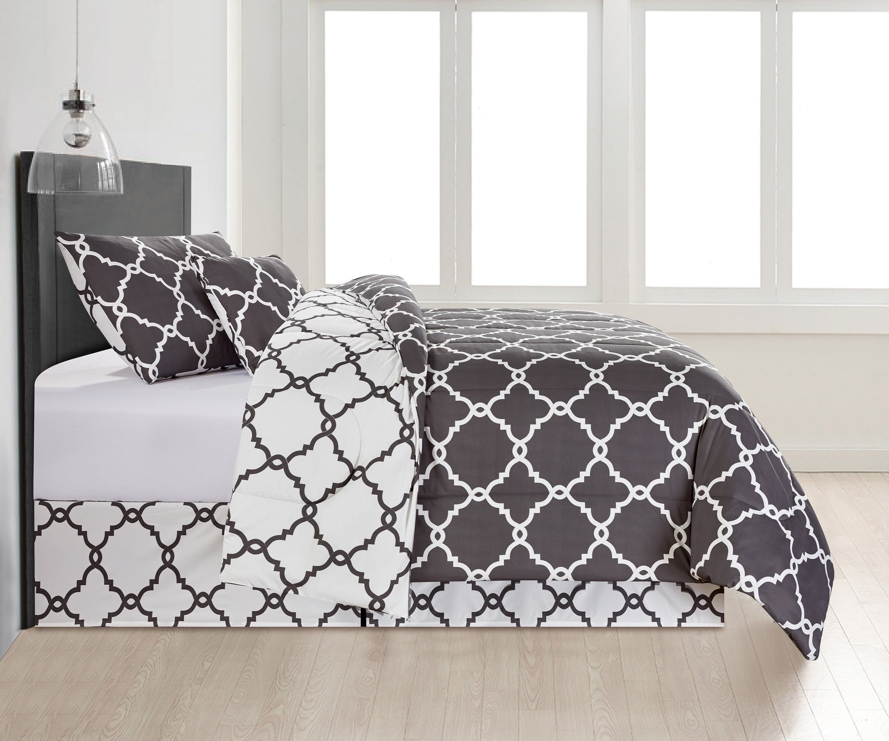 Lux Decor Collection 4 Piece Geometric Twin Comforter Set - Polyester Filling Reversible Washable Comforter Set - Image 6