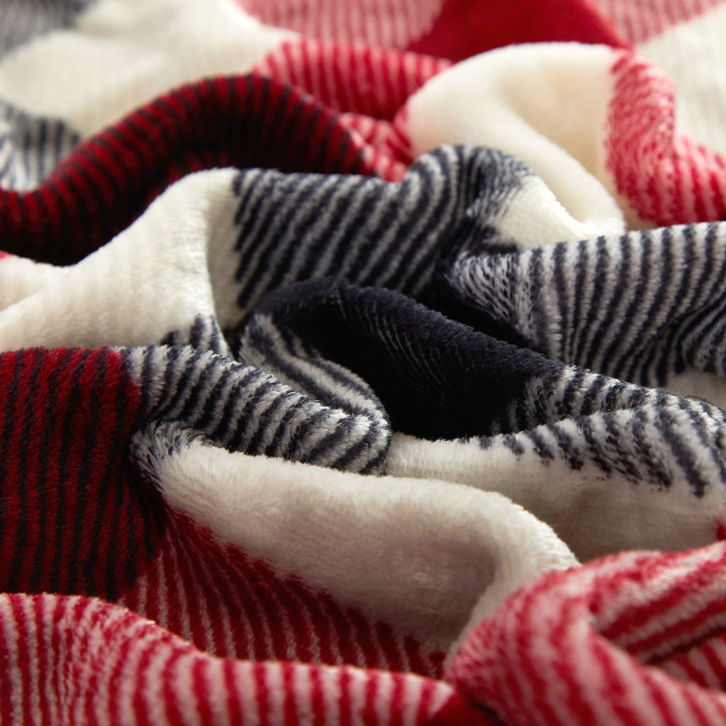 Cozy Plush Throw Blanket, Red Plaid 50" x 60" All Ages - Image 2