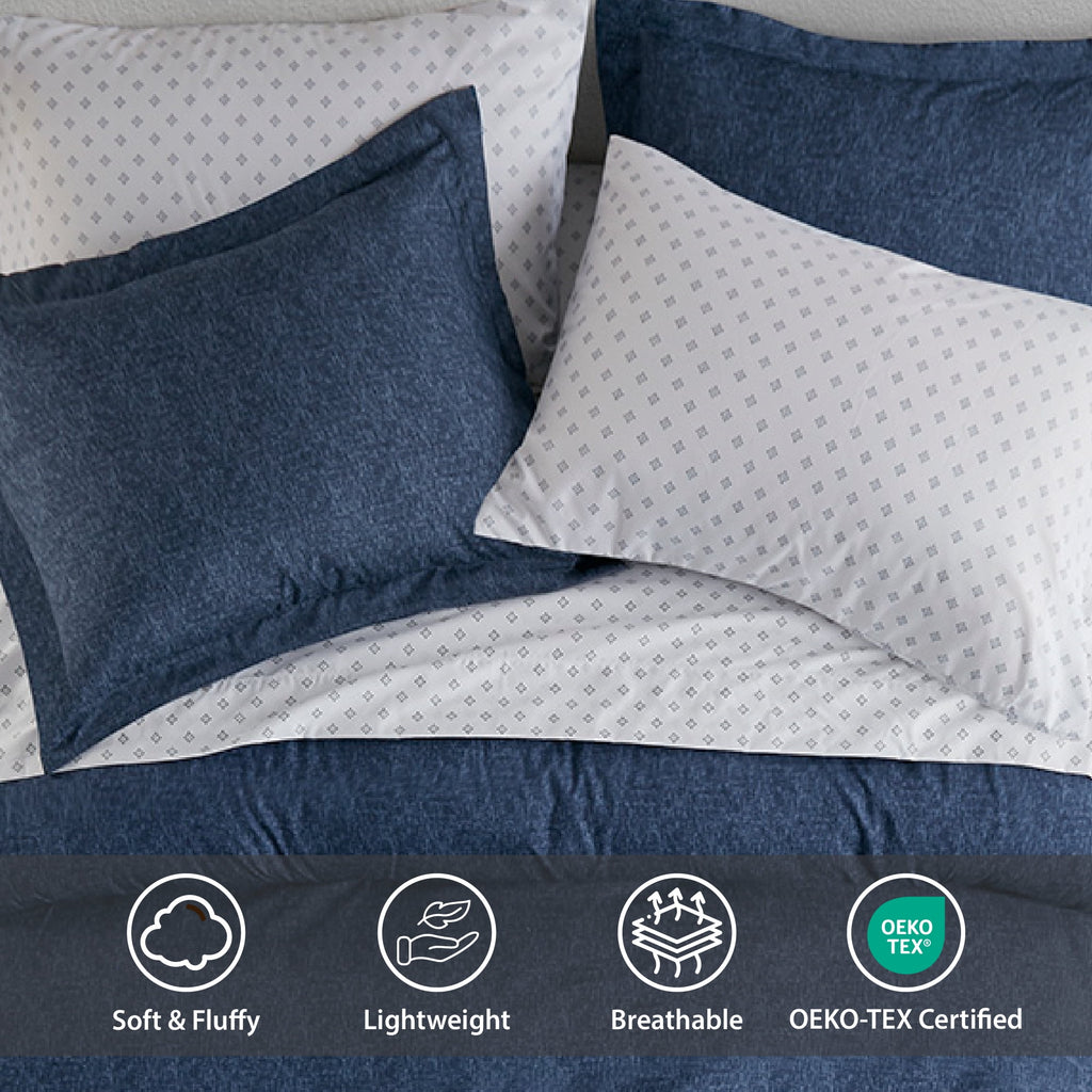 Queen Size Comforter Set, 7-Piece Reversible Bed in a Bag with Sheets, Navy - Image 4