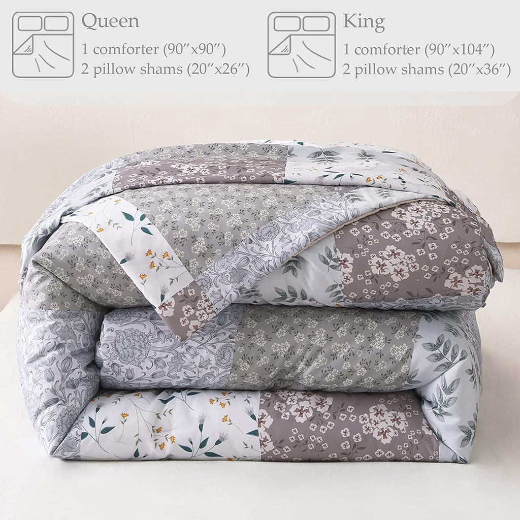 Whale Flotilla 3-Piece Queen Comforter Set, Soft Reversible Bedding Comforter Sets, Patchwork Printed Down Alternative Comforter Duvet for A - Image 3
