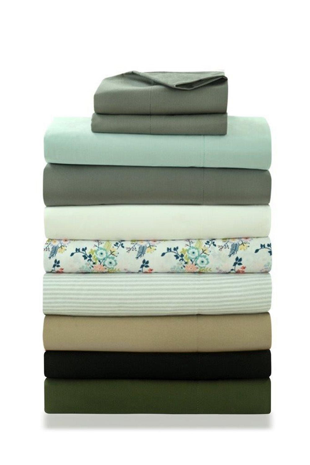 Easy Care 300 Thread Count Cotton Rich Percale Sheet Set, King, Grey Stripes - Image 5