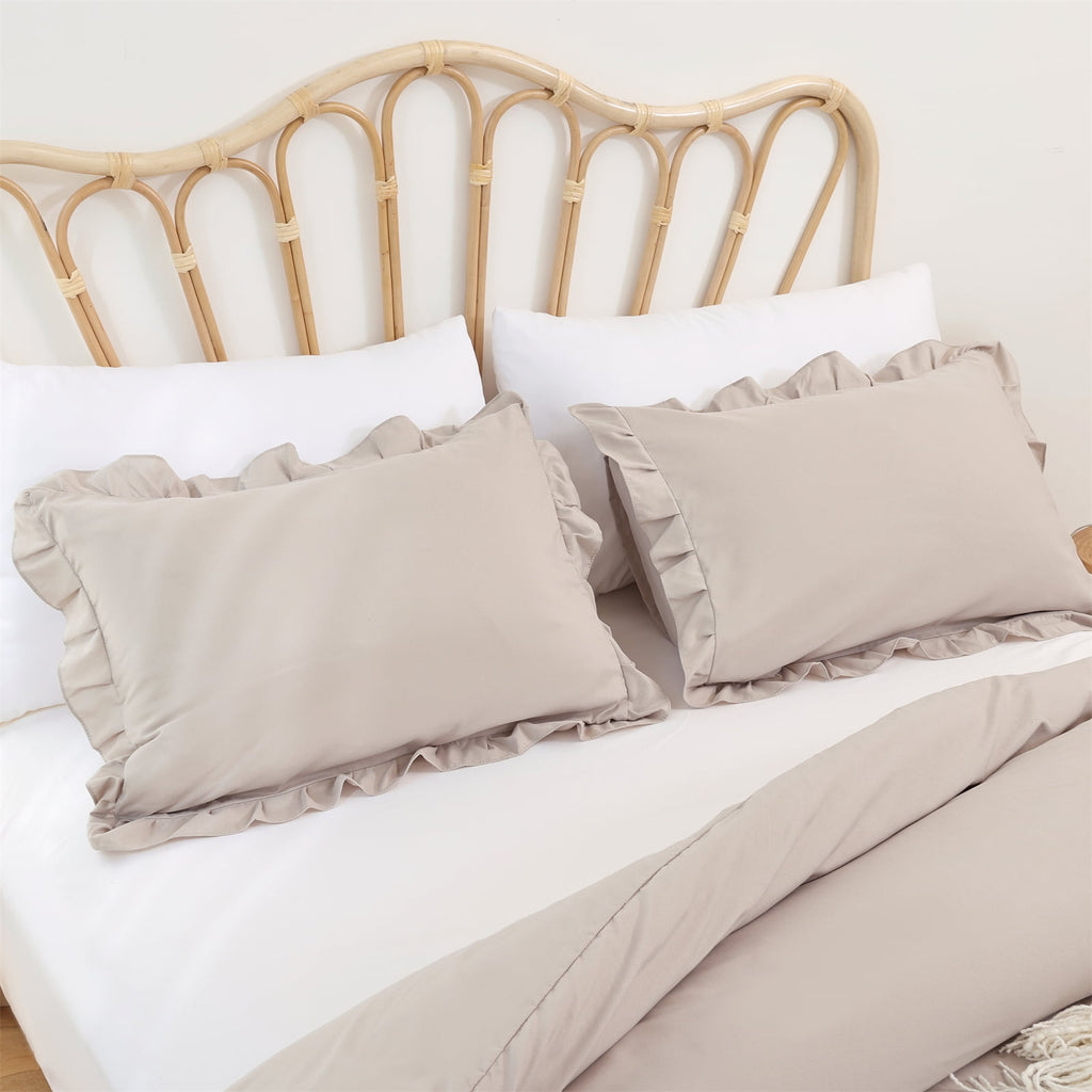 SPRINDAY Queen Comforter Set For Adult, 3 Piece Ruffle Oatmeal Comforter Sets All Season - Image 4