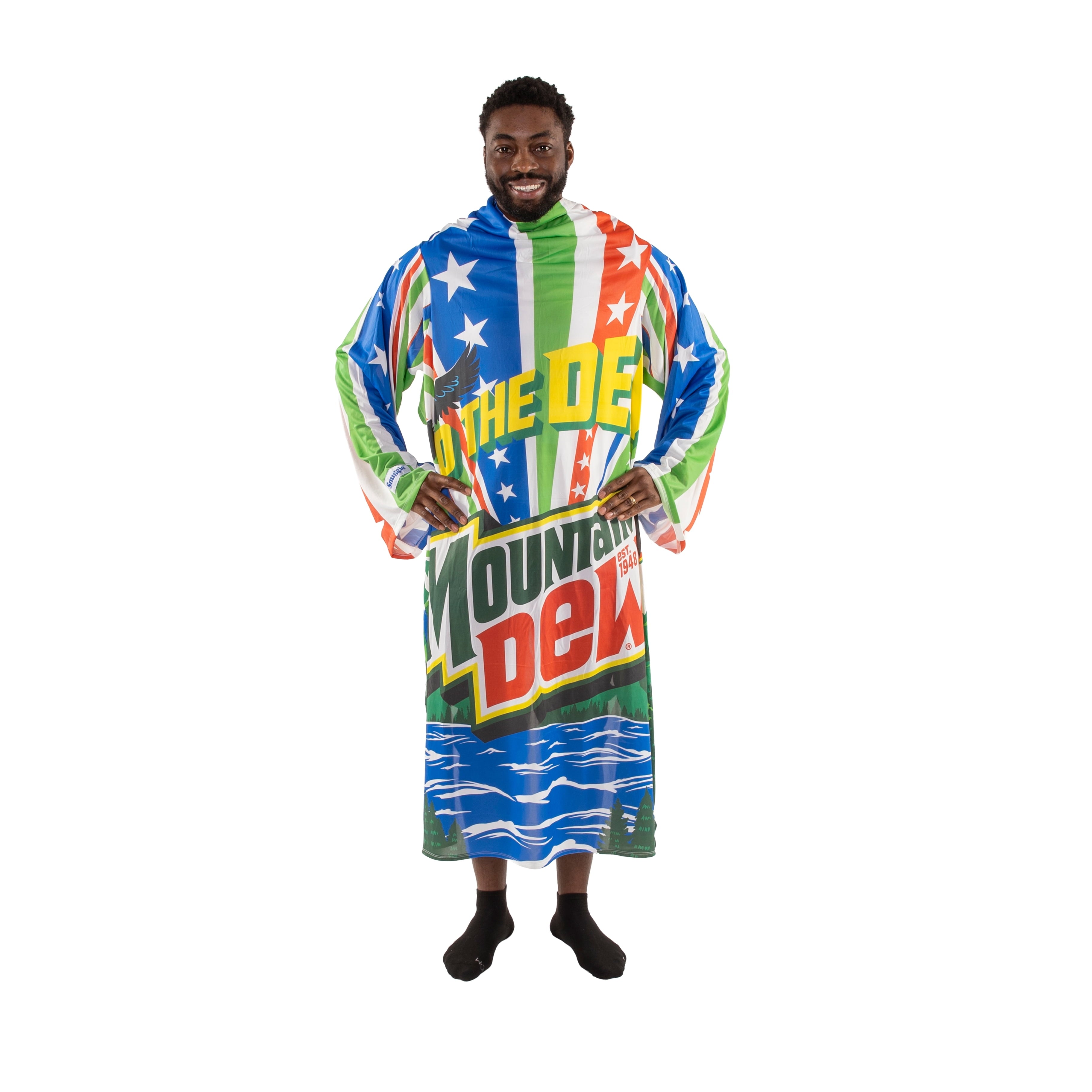 Snuggie Chill Wearable Blanket with Sleeves in Cool Touch Fabric, Mountain Dew Red White & Dew Americana - Image 6