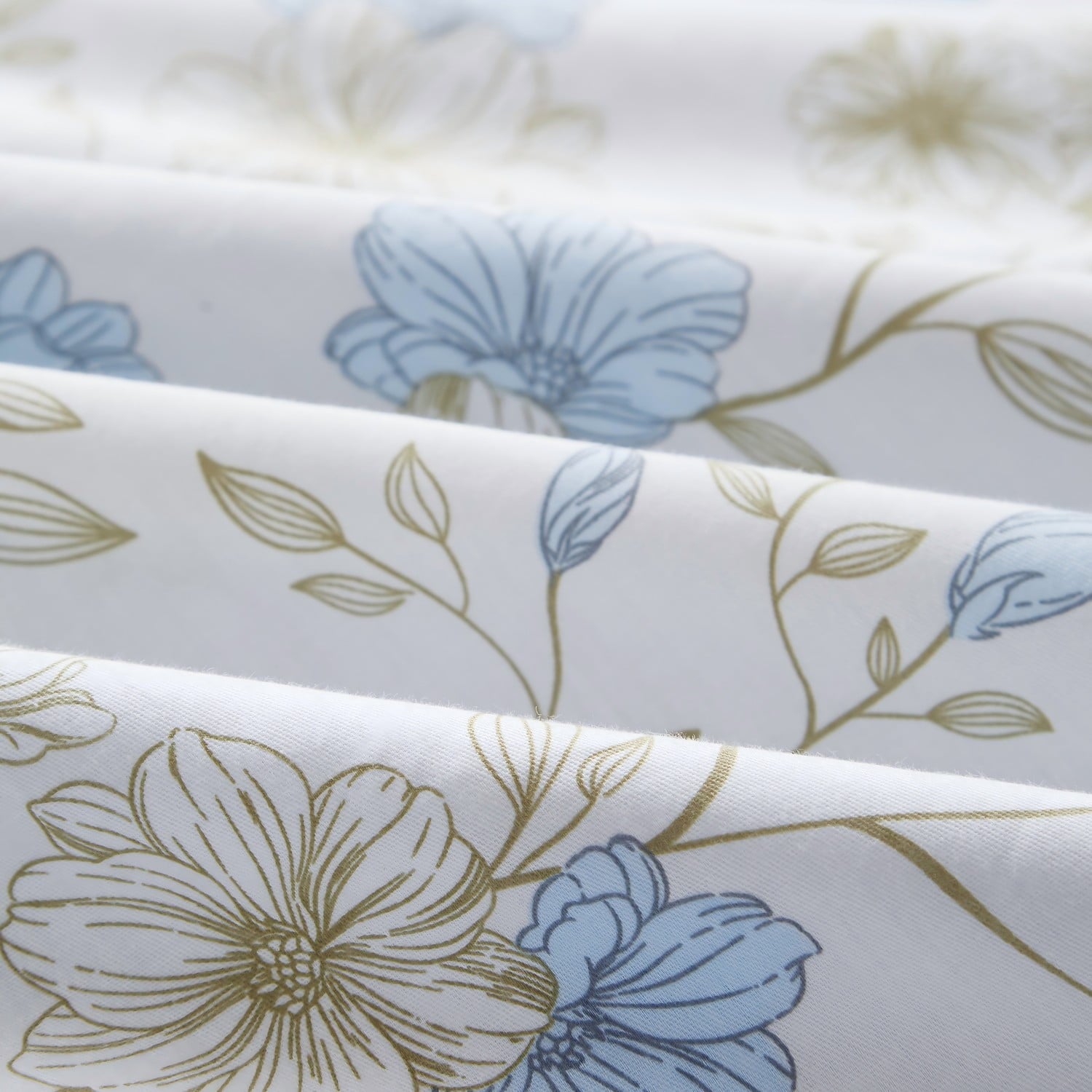 Cotton Comforter Sets Queen Size, 3 Pieces Botanical Blue Floral Reversible Bedding Sets for Adults All Season - Image 6