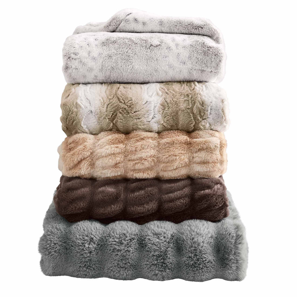 Almond Biscuit Ombre Faux Fur Throw, 50"x72" - Image 5