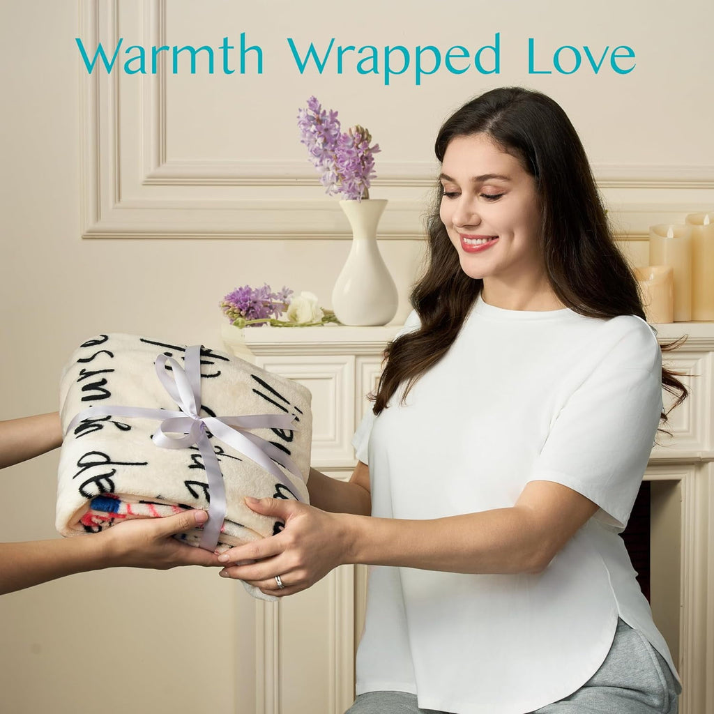 Blanket for Mom 50" x 60" Soft Flannel Throw Blanket Birthday Mother's Day Gift，Ivory White - Image 2