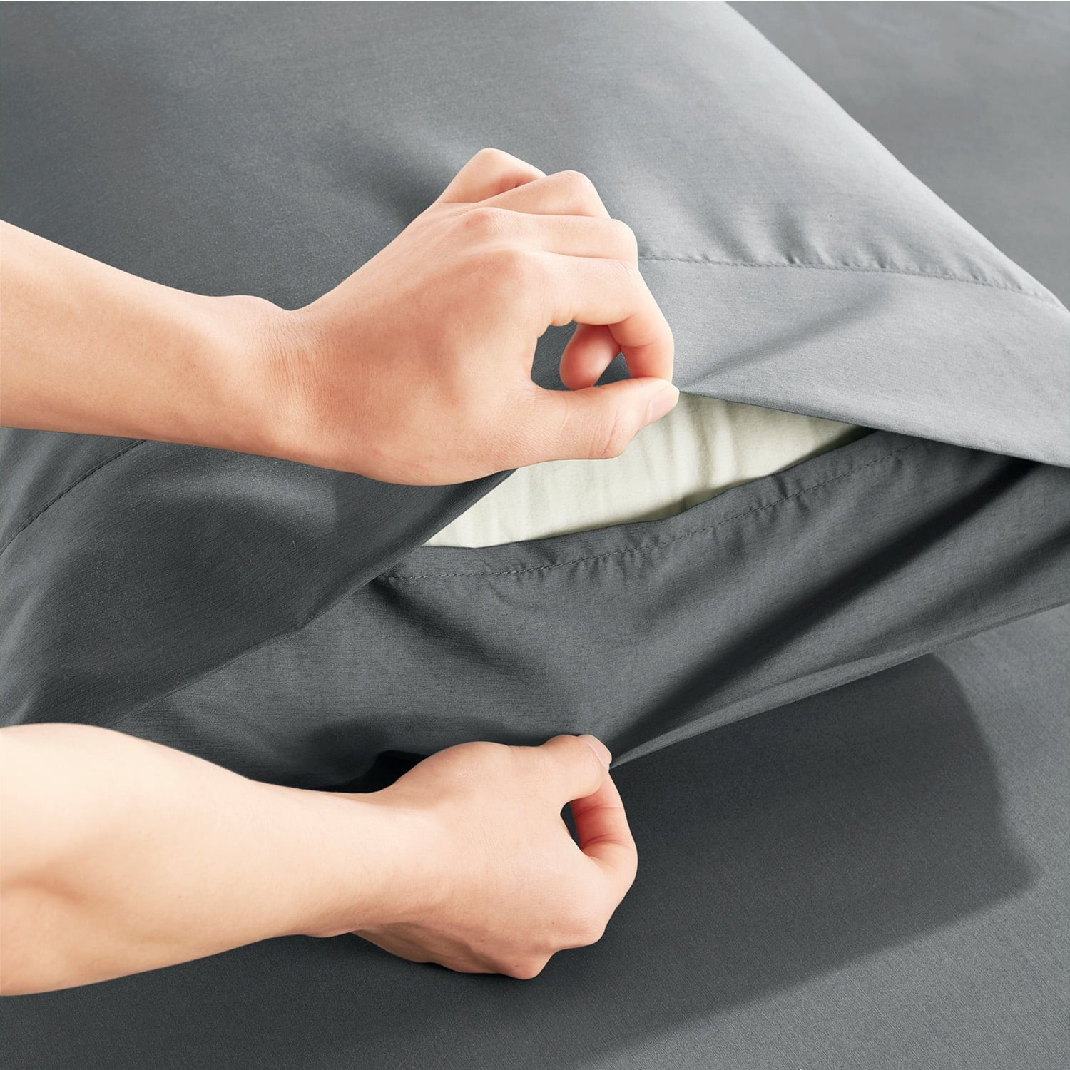 Virtu Bed Sheets Set, Deep Pocket Rayon Derived 4 Piece Queen Sheets sets, Gray - Image 5