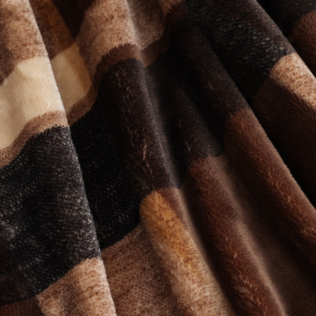 Printed Velvet Plush Super Soft Throw Blanket, Oversized, Shelton Brown Plaid - Image 4