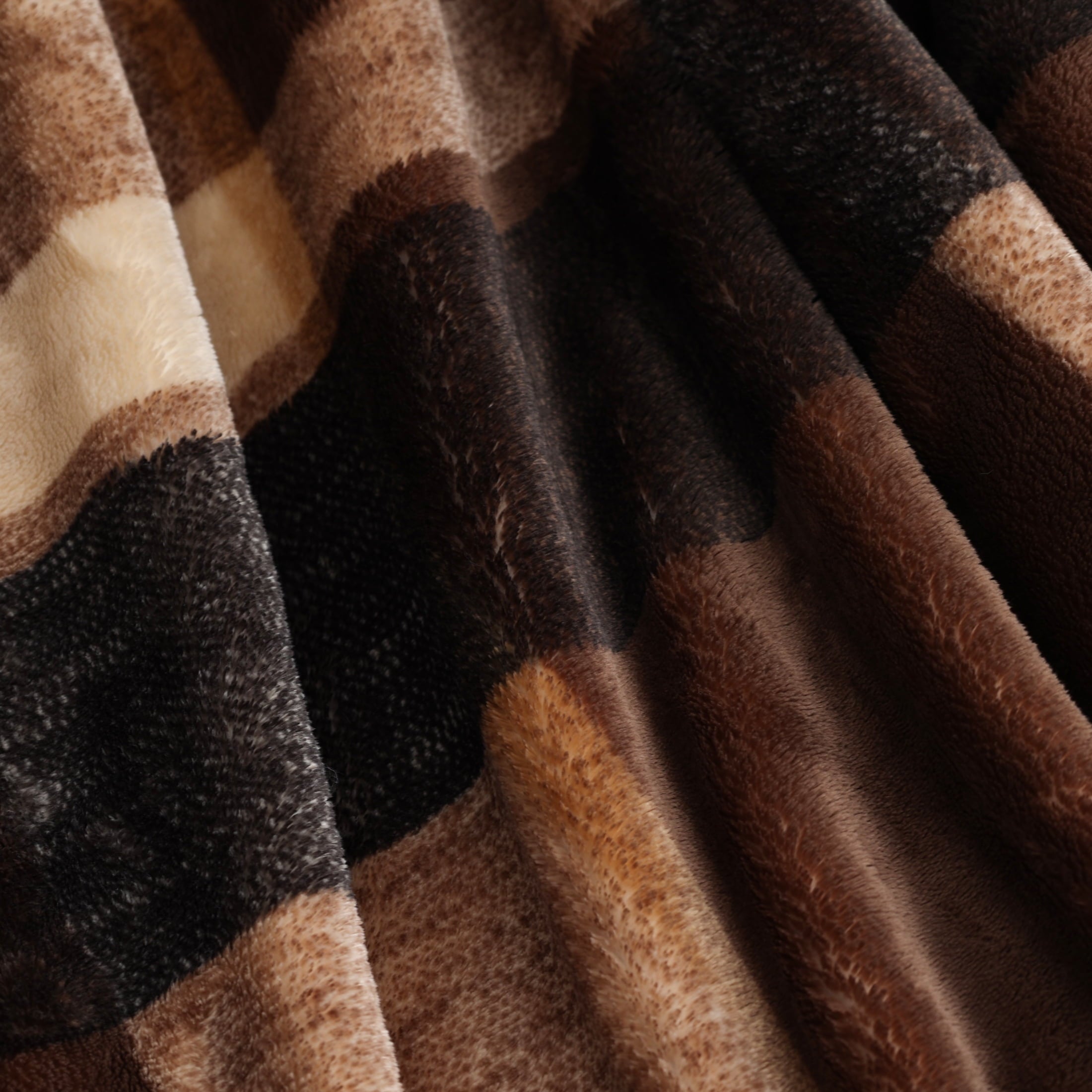 Printed Velvet Plush Super Soft Throw Blanket, Oversized, Shelton Brown Plaid - Image 4