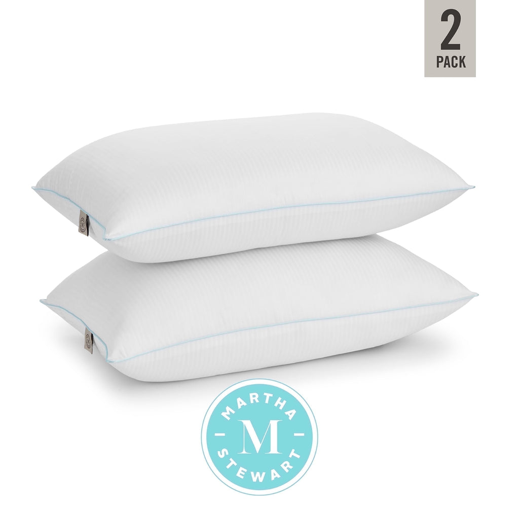 Classic Stripe Bed Pillows Standard / Queen Size Set Of 2, Enhanced Loft Plush Pillow for All Sleep Positions, 20" x ... - Image 2