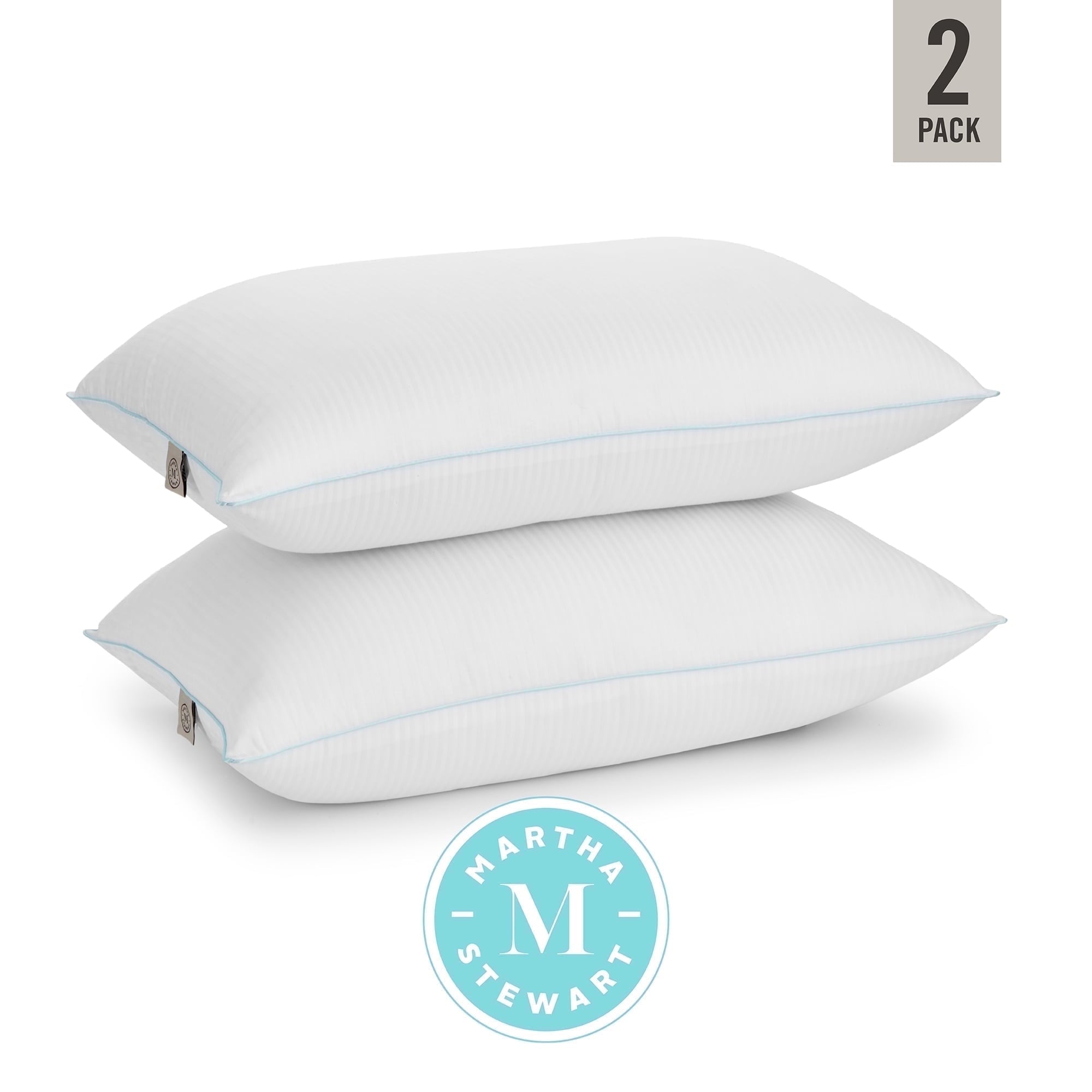 Classic Stripe Bed Pillows Standard / Queen Size Set Of 2, Enhanced Loft Plush Pillow for All Sleep Positions, 20" x ... - Image 2