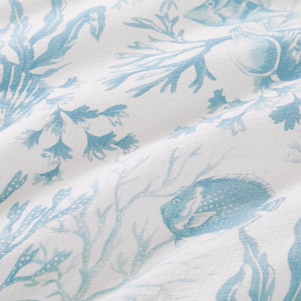 3-Piece Lightweight 100% Cotton Blue & White Ocean Print Comforter Set, Full/Queen - Image 6