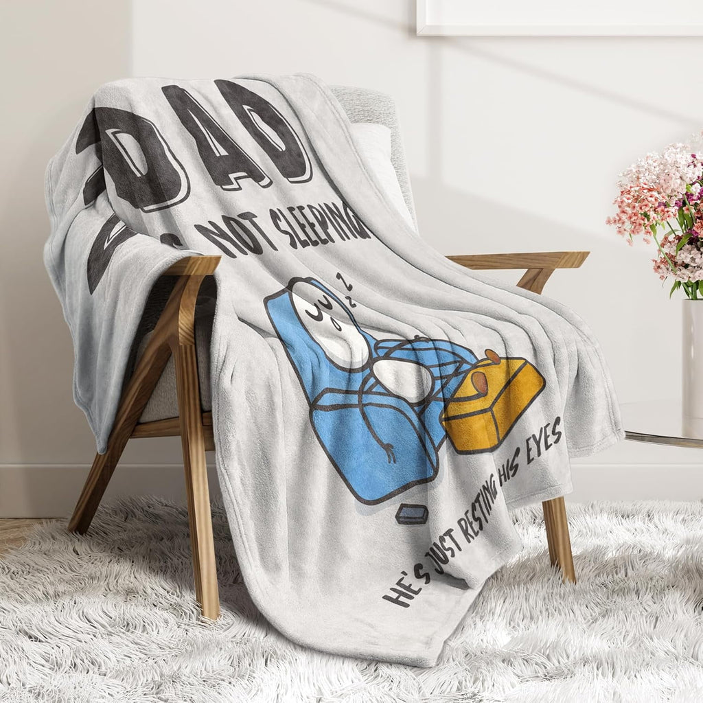 Funny Fathers Day Dad Gifts , Dads Birthday Gifts, Dad is Not Sleeping Blanket, Super Soft Throws Blanket for Napping - Image 3