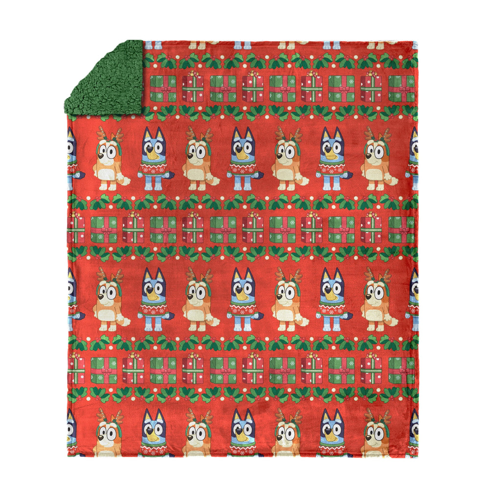 Bluey Holidays are Nice Silk Touch Throw Blanket with Sherpa Reverse 50 x 60 inches