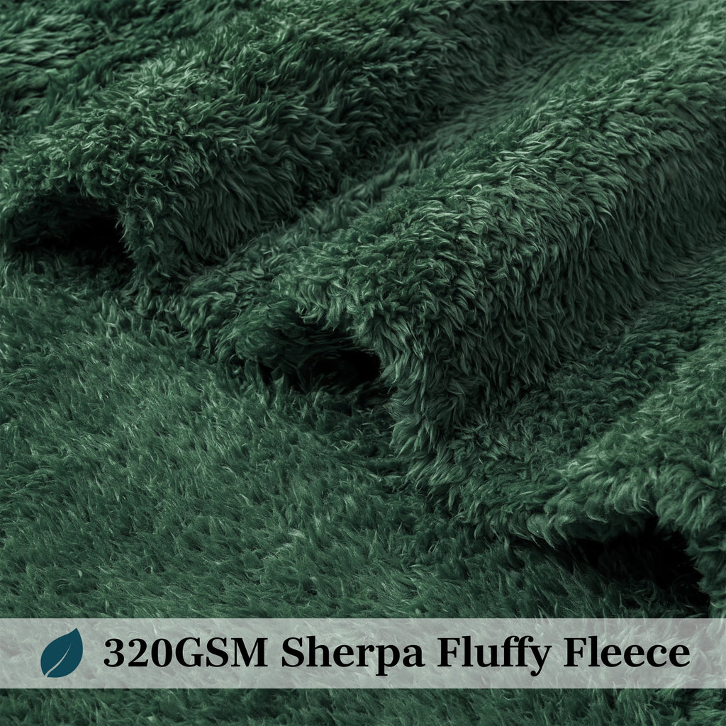 PAVILIA Sherpa Throw Blanket For Couch Sofa, Emerald Green Fluffy Warm Plush Blanket for Bed, Cozy Super Soft Lightweight Throw, Fuzzy Decor - Image 4