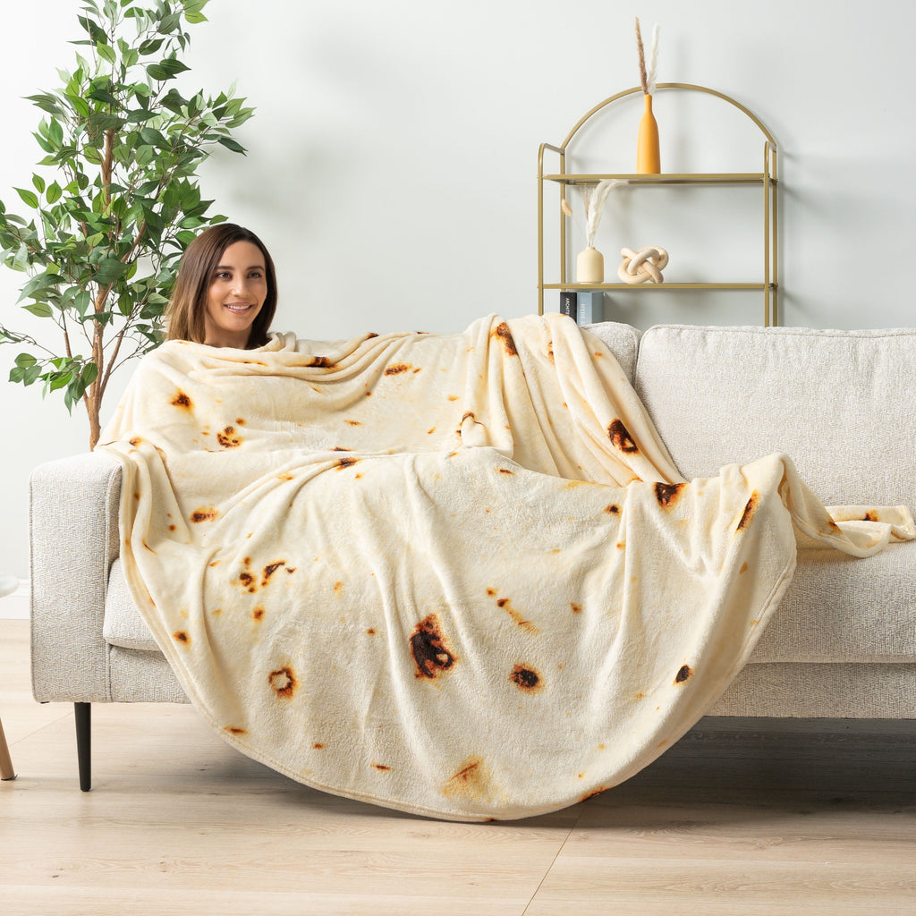 Burrito Tortilla Blanket, Double Sided Taco Flour Wrap Novelty Throw for Adult Kid Teen, Realistic Food Blanket, Funn... - Image 4