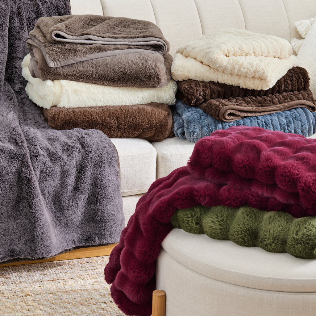 Grey Faux Fur Ultra Soft Luxury Oversized Throw Blanket 50" x 72", Grey Bisque - Image 6