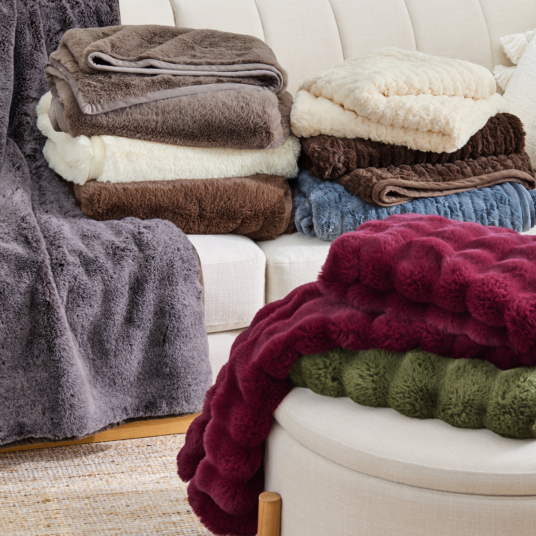 Grey Faux Fur Ultra Soft Luxury Oversized Throw Blanket 50" x 72", Grey Bisque - Image 6