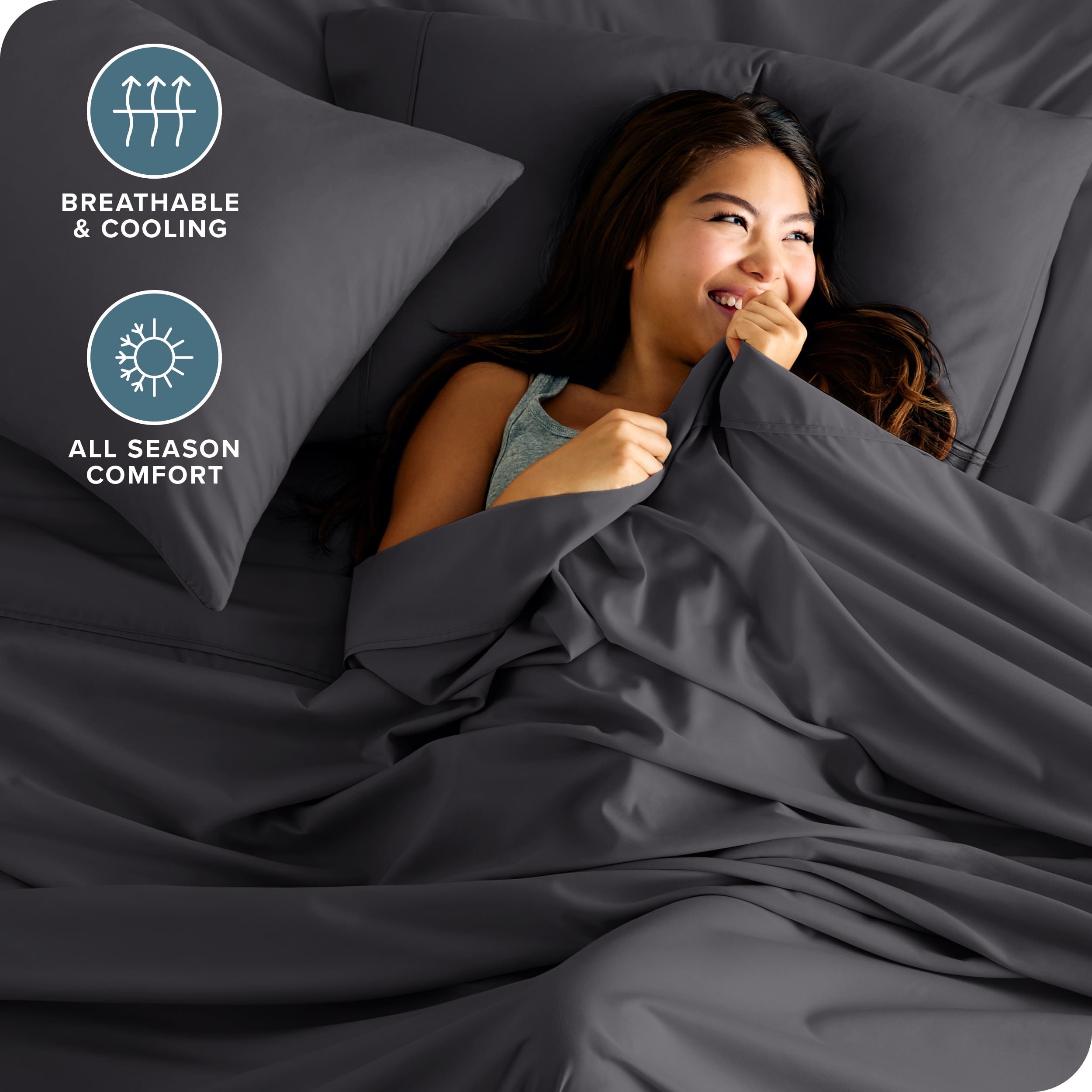 Bare Home Luxury Bed Sheet Set - Premium 1800 Collection - 6 Piece - Queen, Gray - Image 3