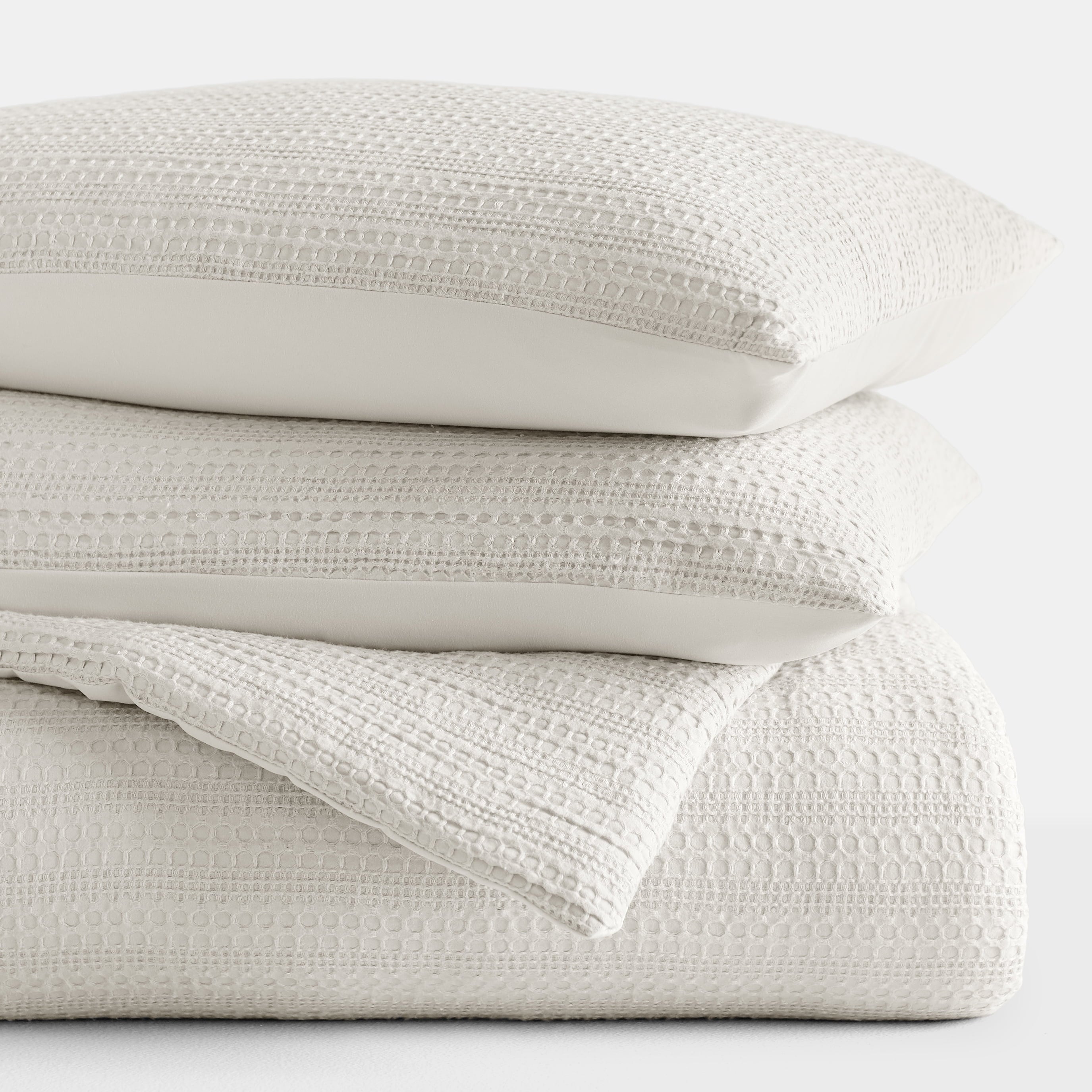 Textured Waffle Comforter Set ins Natural Waffle Comforter Bedding Sets, King/Cal King Size Bedding - Image 5