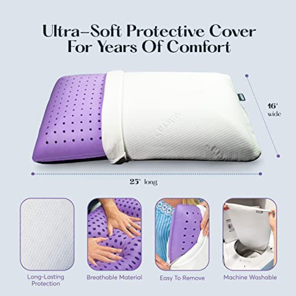 Plush Zen Bed Pillow, Lavender Scented Cooling Adaptive Memory Foam Queen - Image 2