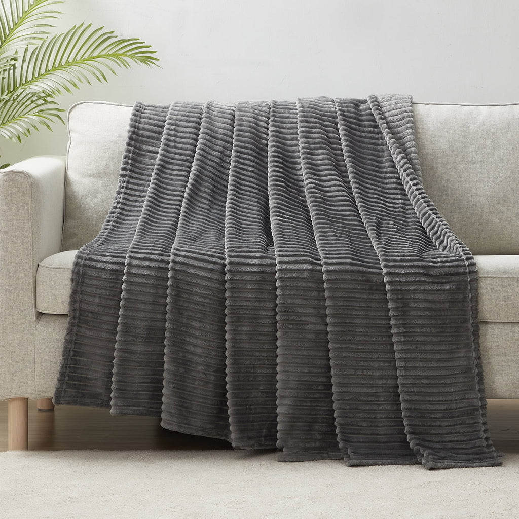 Cut Plush Fleece Blanket, Soft Lightweight Fuzzy Luxury Throw Size Bed Blankets for Bed, Throw, Gray - Image 4