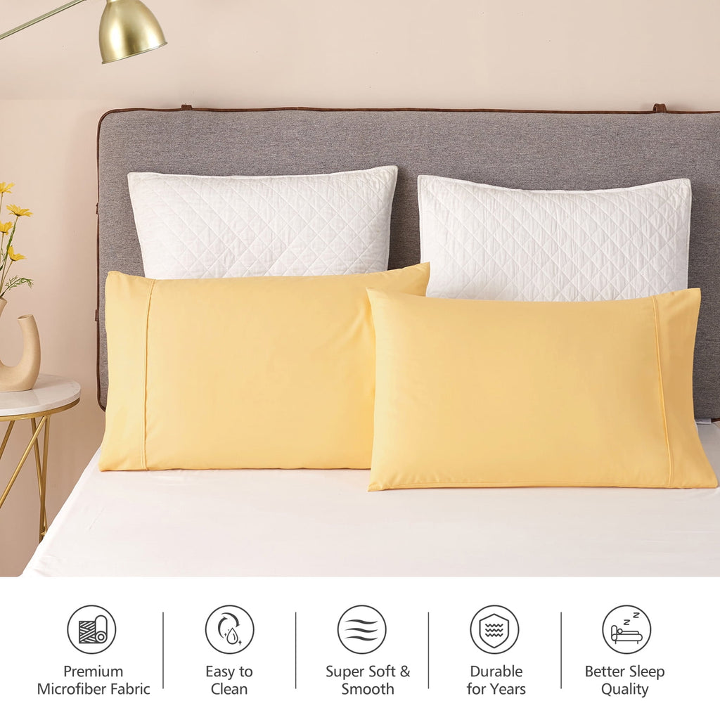 Solid Print Pillow Cases, King, Beige, 2-Pieces - Image 2