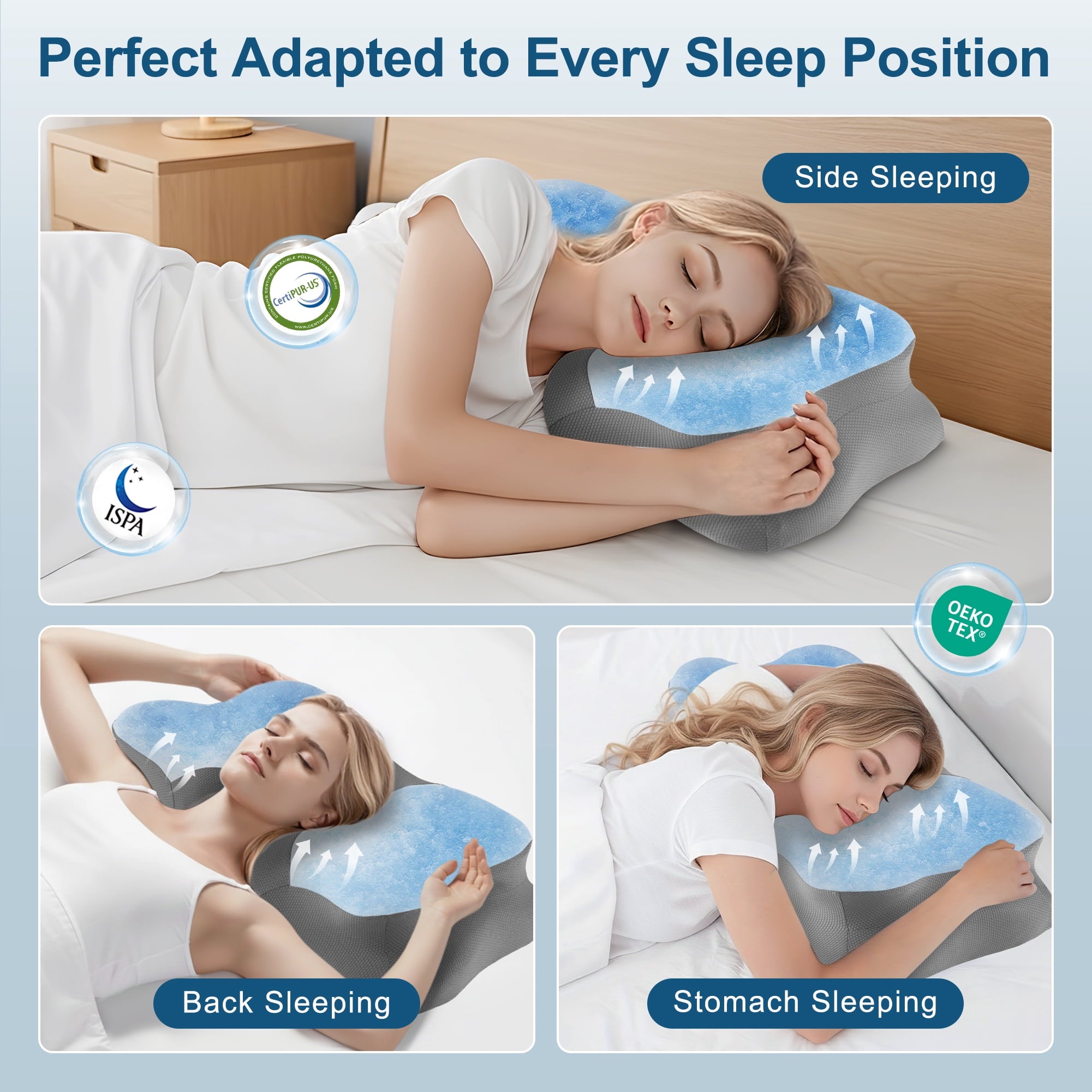 KAIPARA Memory Foam Cervical Pillow for Sleeping Support - Orthopedic Bed Pillow for Neck, Shoulder Pain Relief, Adults, Side Sleeper Pillow - Image 4