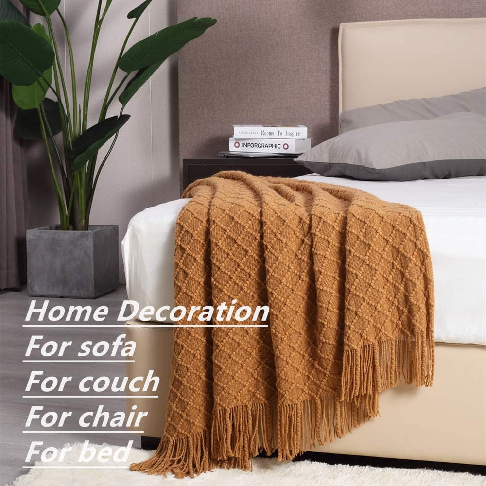 Home Decor Rustic Couch Sofa Chair Bed Throw Blanket, Soft Warm Light Weight in Spring Summer (50''X60'' Brown) - Image 2