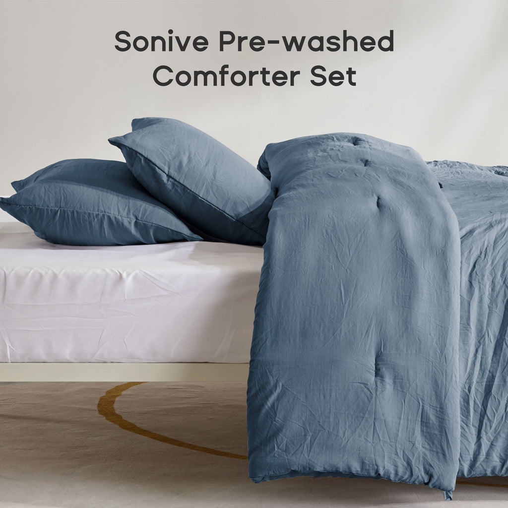 Washed Comforter Sets Queen 3 Piece, Soft and Cozy, Fluffy Microfiber Fill, Washed Textured Wrinkled Design (Flint St... - Image 6