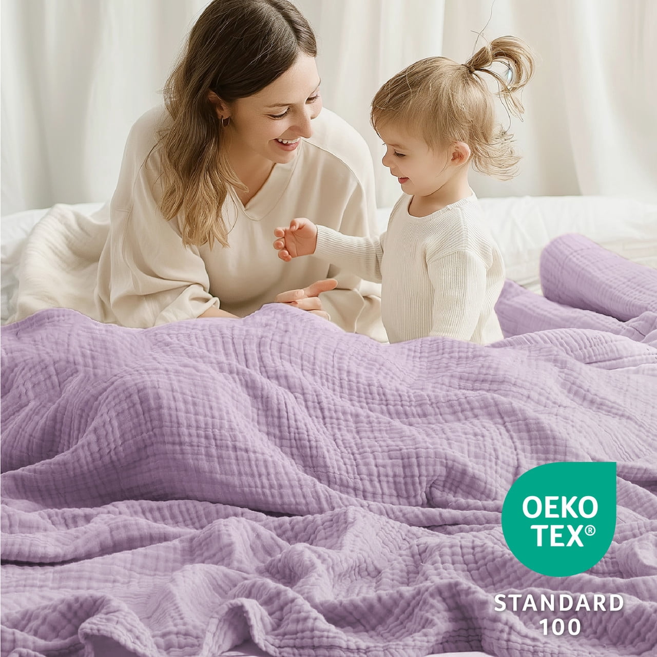 100% Cotton Muslin Blanket Large 50" x 70", 6 Layers Lightweight and Breathable Throw Blankets for Couch, Soft Coolin... - Image 4
