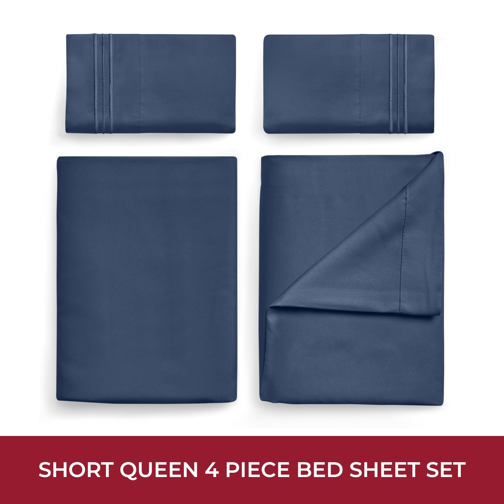 RV Sheets Queen Size Bed Set, Microfiber RV Bunk Bed Sheets, Short Queen, Navy Blue - Image 2