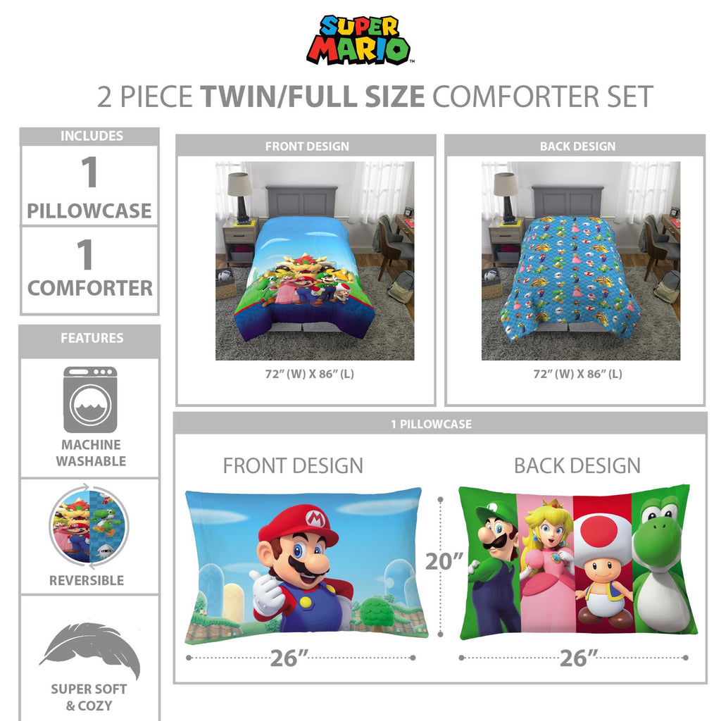 Kids Comforter and Pillowcase, 2-Piece Set, Twin/Full, Reversible - Image 5