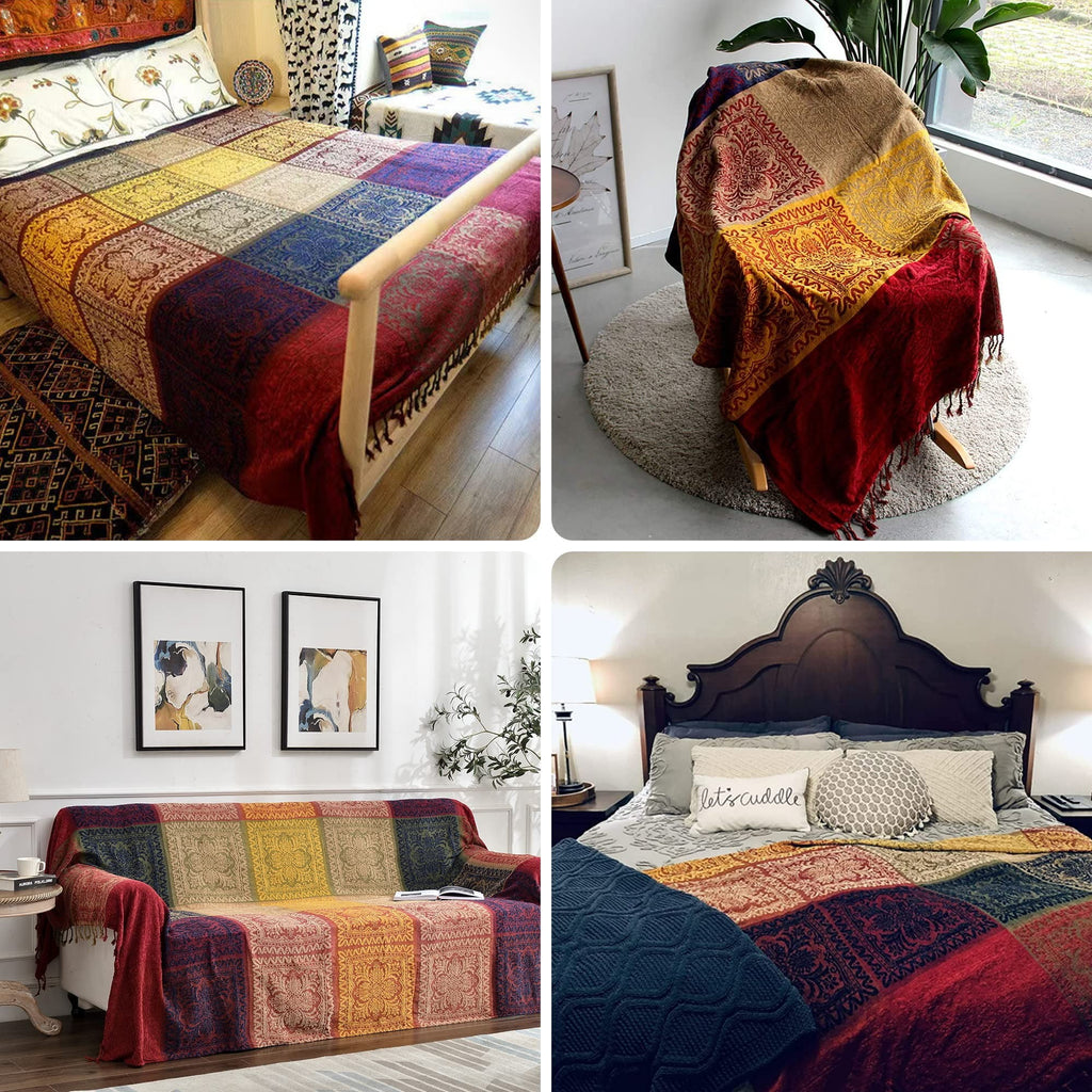 75x60 Inch Machine Wash Boho Tribal Throws Blankets Colorful Bohemian Hippie Chenille Throw Covers Couch Furniture So... - Image 5