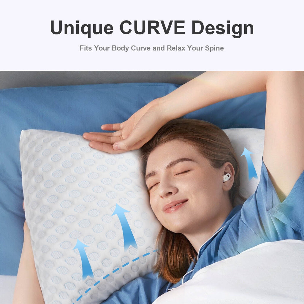 SORMAG Cooling Shredded Memory Foam Bed Pillows Adjustable Firm Support Pillow for Side and Back Sleepers Curved Pillows Set of 1 Queen Size - Image 3