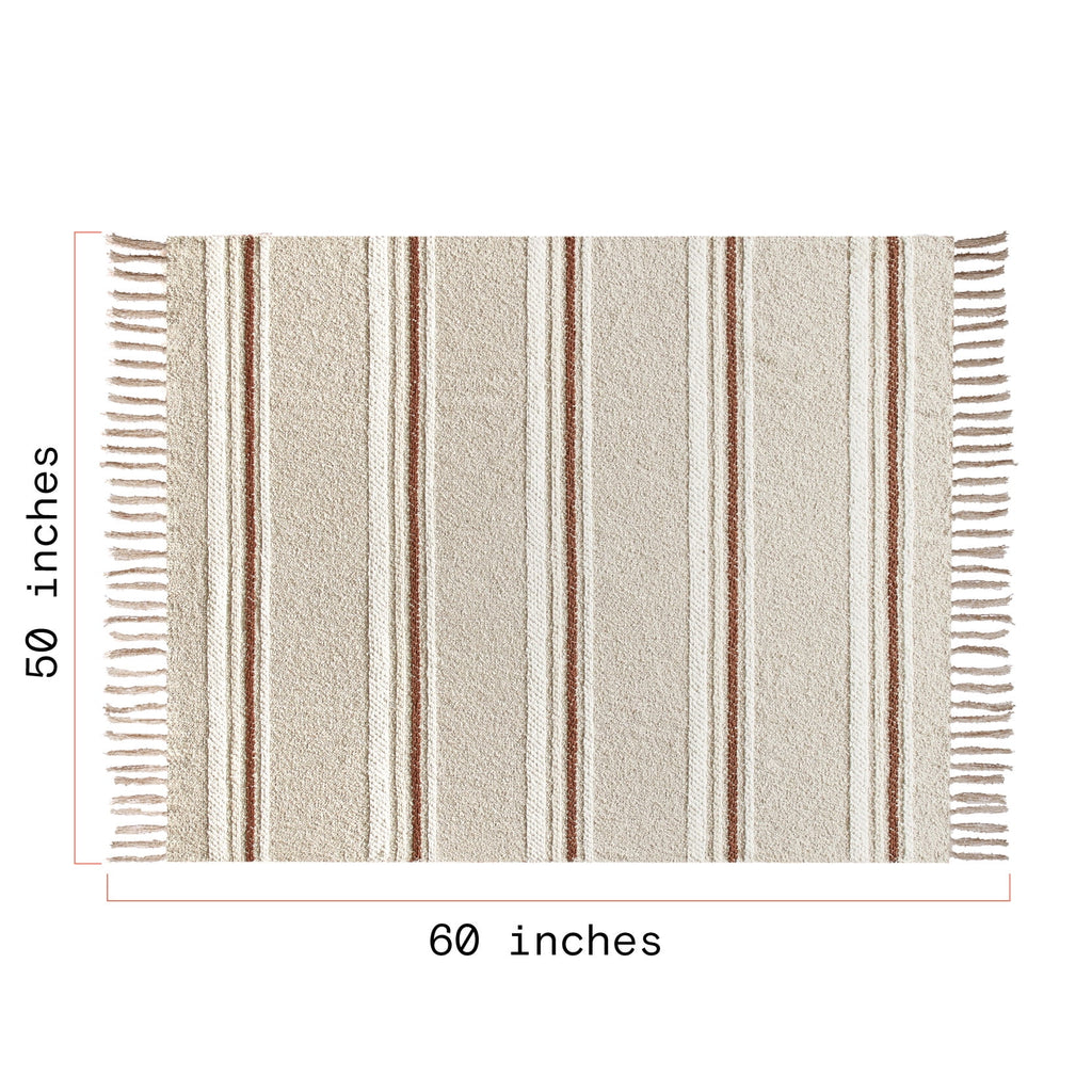 Beautiful 60" x 50" Cozy Striped Porcini Chenille Throw by Drew Barrymore - Image 2