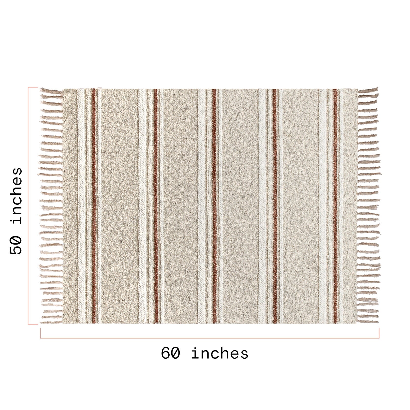 Beautiful 60" x 50" Cozy Striped Porcini Chenille Throw by Drew Barrymore - Image 2